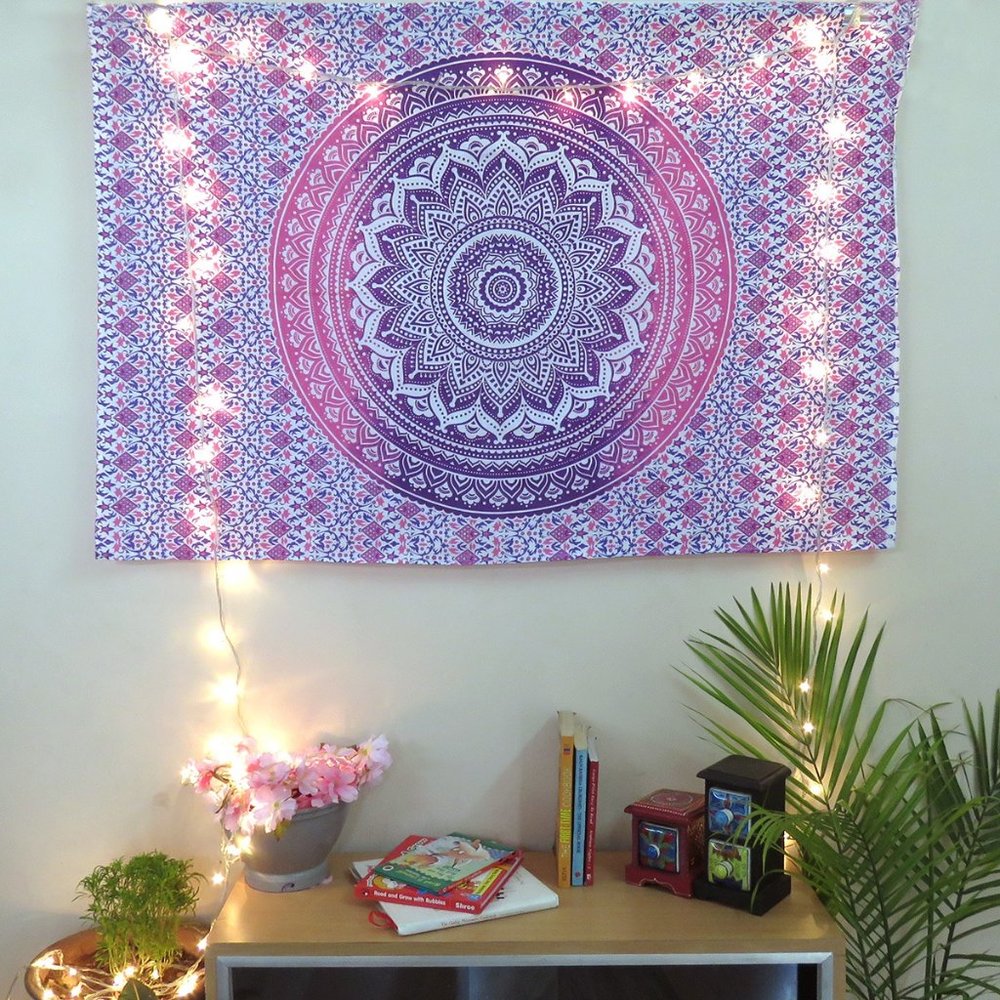 Pink Cotton Wall Poster Tapestry Mandala for Home